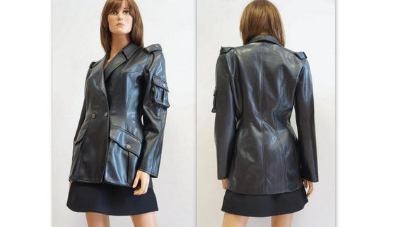 Mugler Jacket, Thierry Mugler Trademark Faux Leather Jacket Mugler Jacket, Thierry Mugler Trademark Faux Leather Jacket