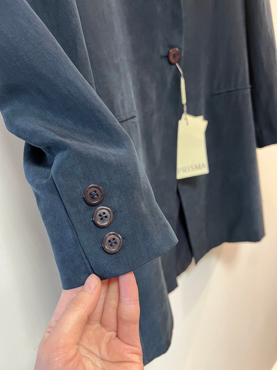 Prisma 100% silk navy blue blazer jacket, vintage… - image 7