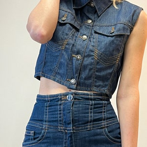 Jean Paul Gaultier denim vest, vintage JPG jeans vest blouse crop top Gaultier, medium large size image 10