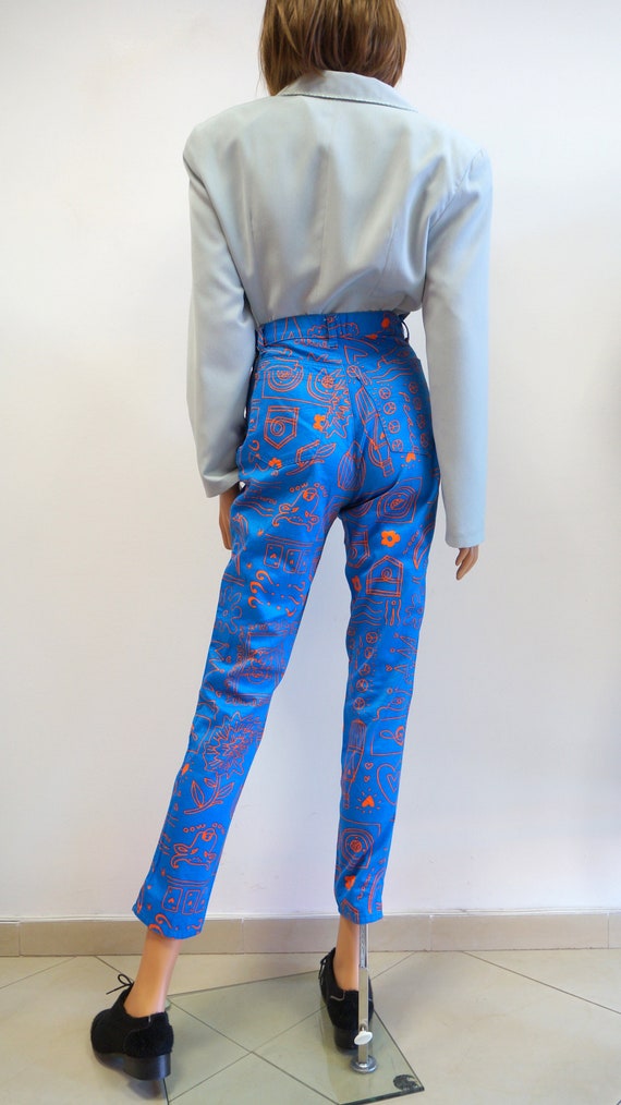 Moschino jeans trousers, vintage blue neon orange… - image 9