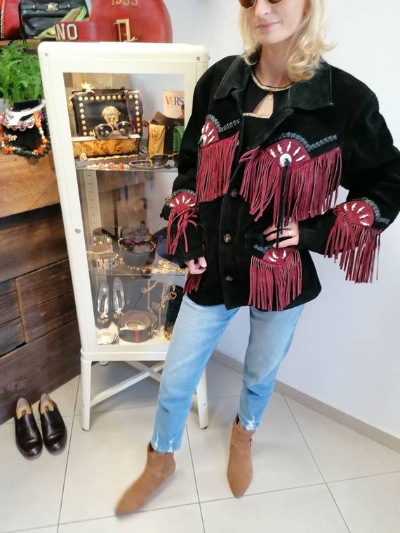 leather fringe jacket, leather western cowboy jack