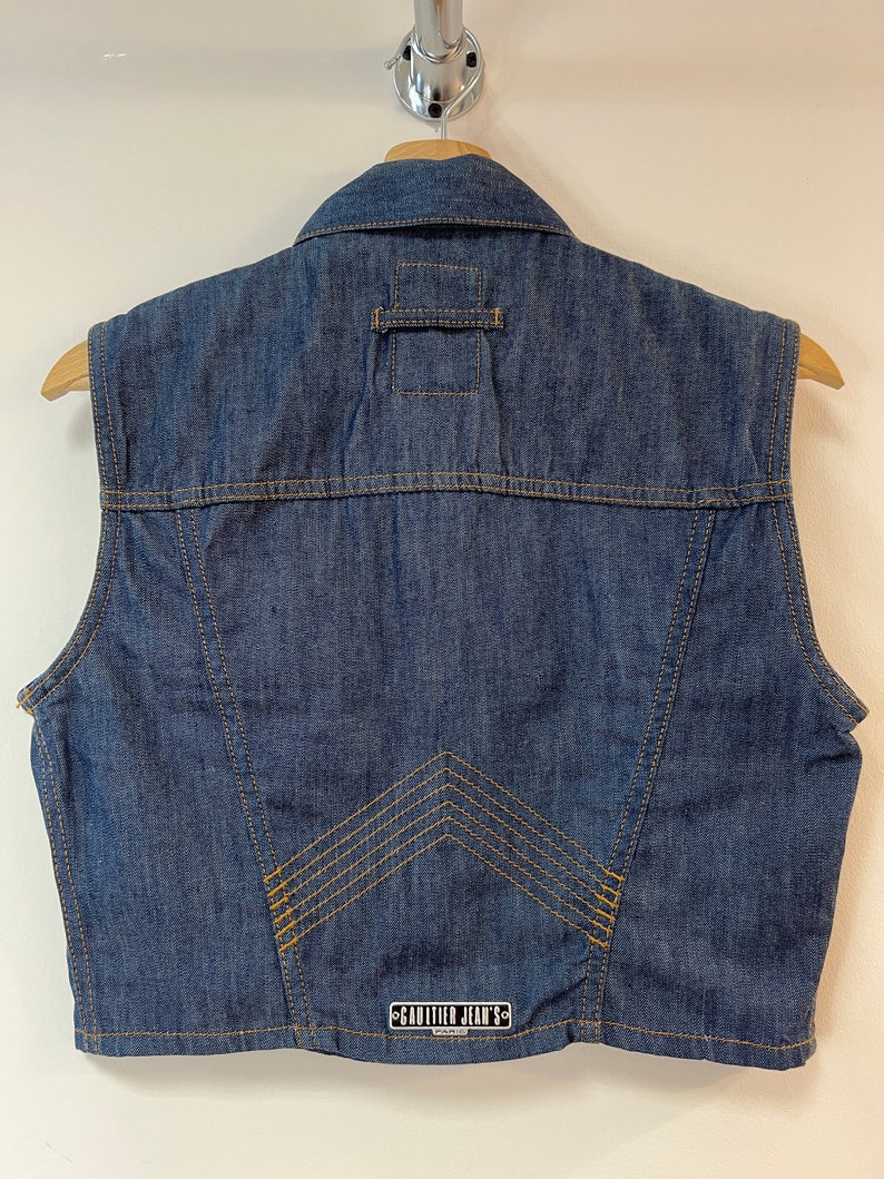 Jean Paul Gaultier denim vest, vintage JPG jeans vest blouse crop top Gaultier, medium large size image 3
