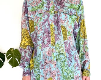 Versace Jeans Couture Baroque Shirt: Pastel Blue Medusa, Made in Italy