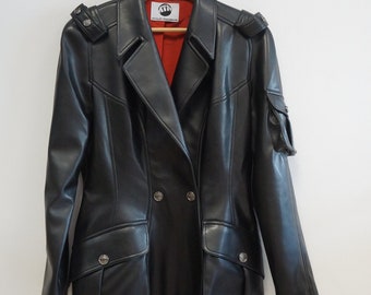 Mugler Jacket, Thierry Mugler Trademark Faux Leather Jacket Mugler Jacket, Thierry Mugler Trademark Faux Leather Jacket