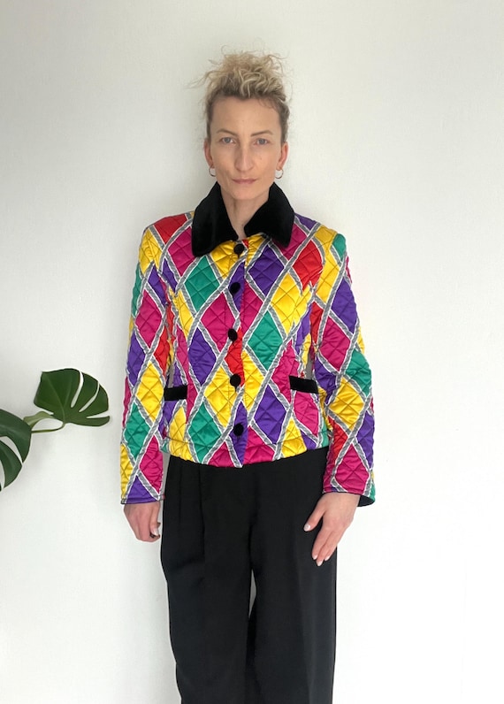 Moschino Cheap & Chic Quilted Jacket – Colorful Diamond Print