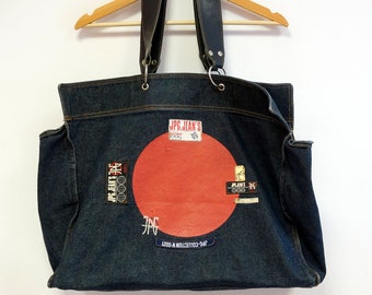 Gaultier denim bag, Jean Paul Gaultier vintage denim jeans bag, JPG jeans