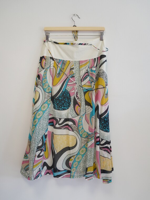Dream, psychedelic pattern skirt, cotton silk ski… - image 3