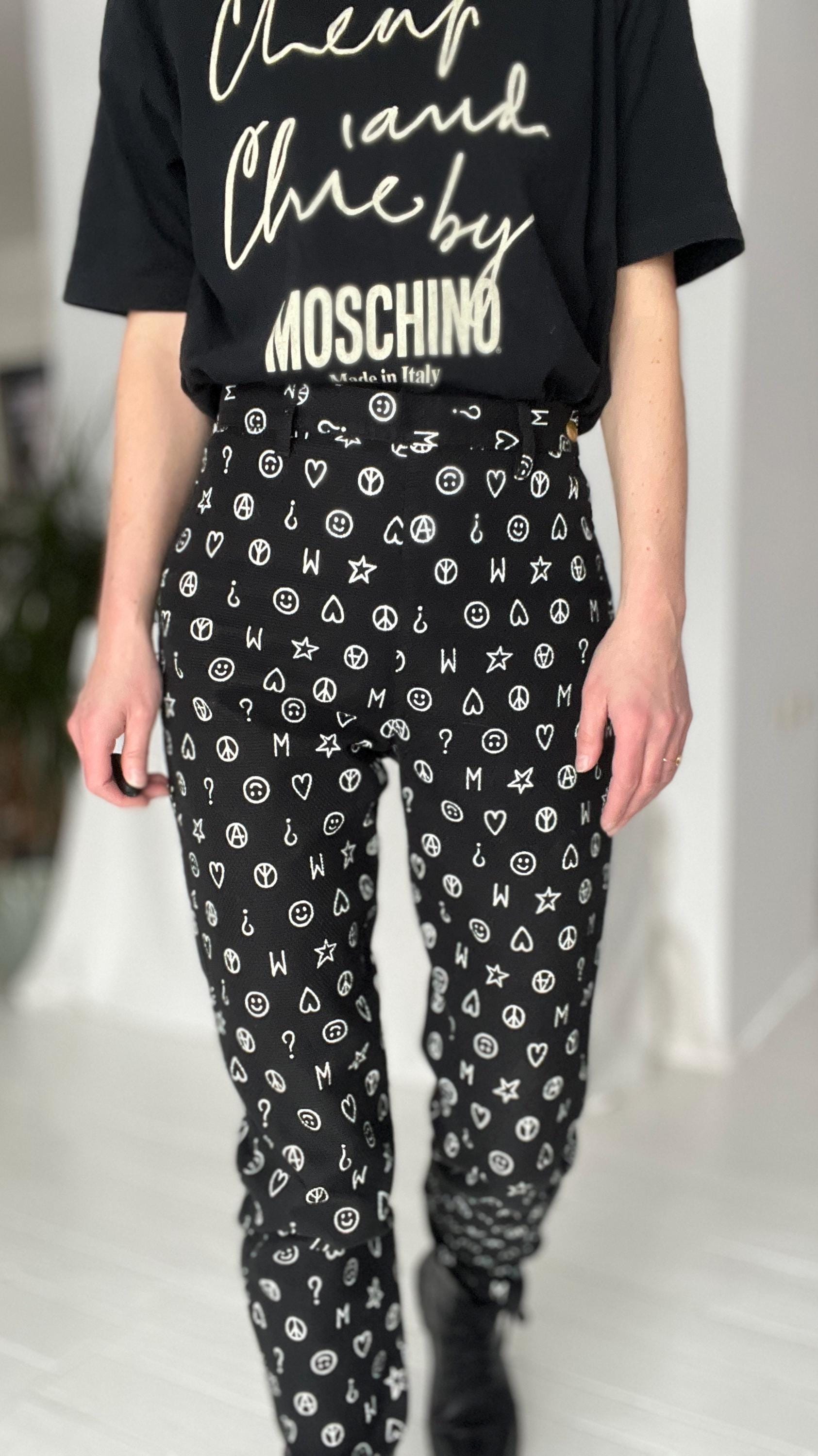 Moschino Jeans Pants, Smiley Emoticons Trousers, Moschino