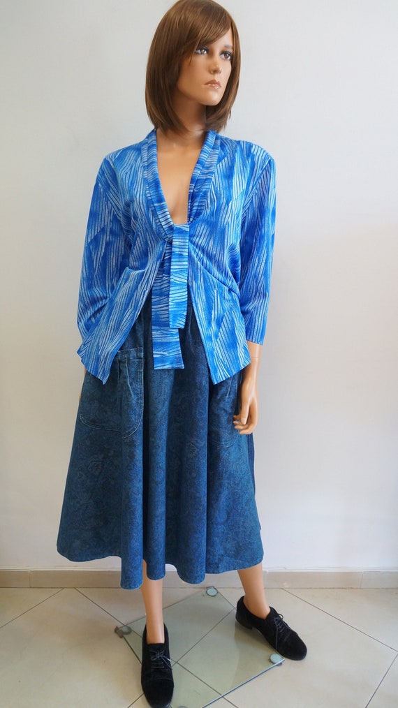 Gianna vinatge blue blazer cardigan, poliester bl… - image 1