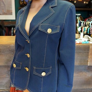 Moschino jeans jacket,Moschino blazer,blue blazer jacket, vintage gift for her, Moschino couture blue blazer, medium size image 5