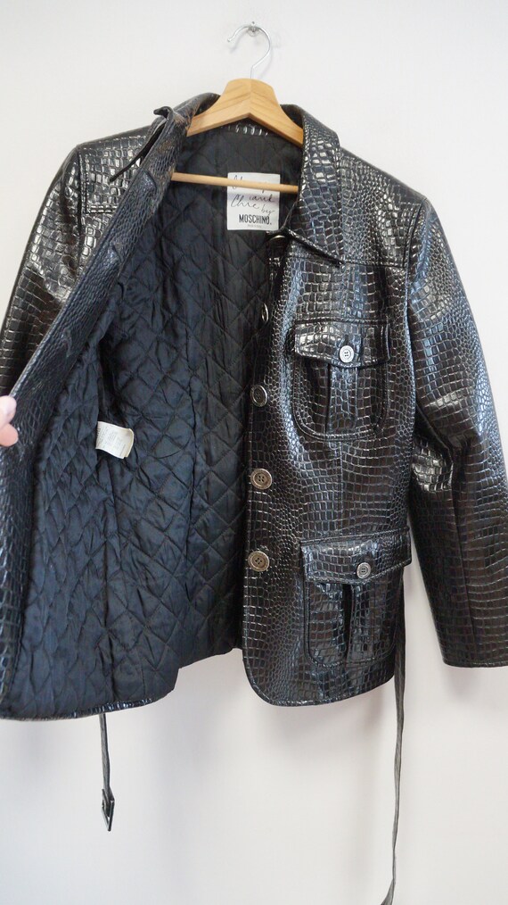 人気特価激安 Moschino Jacket, Faux Leather Black Jacket,  ジャケット・アウター