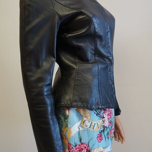 Thierry Mugler leather lamb jacket blazer ,Black leather Mugler jacket, size small medium image 9