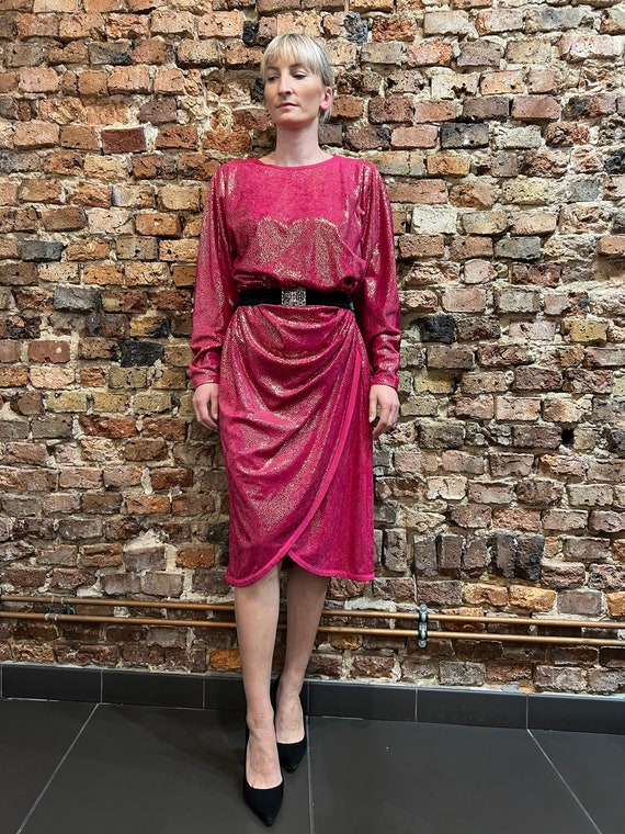 Pink dress with gold polka dots cheap