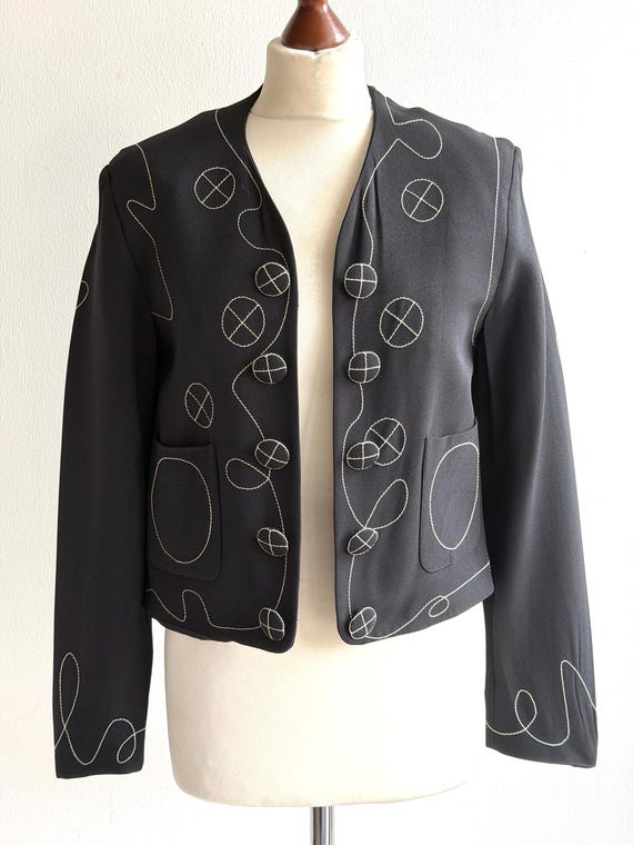 Moschino Cheap and Chic, Vintage Moschino Cheap and Chic Blazer 1990s Black Jacket L