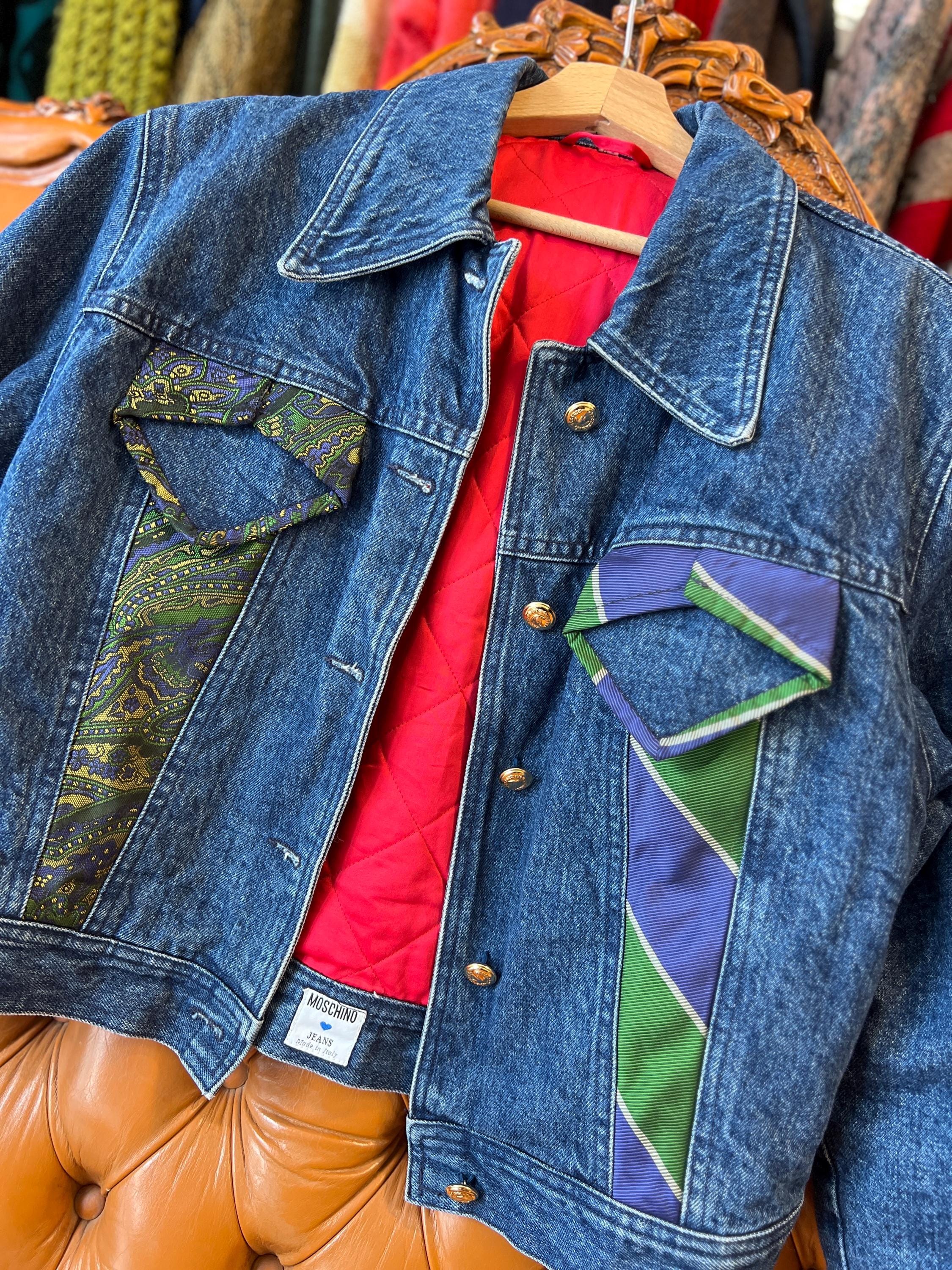 MOSCHINO jeans ヴィンテージ ジャケット 柄 Moschino Jeans Denim Jacket With Tie, Vintage Jeans Blazer
