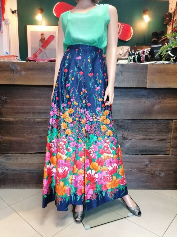 vintage maxi skirt, floral maxi skirt, retro skirt