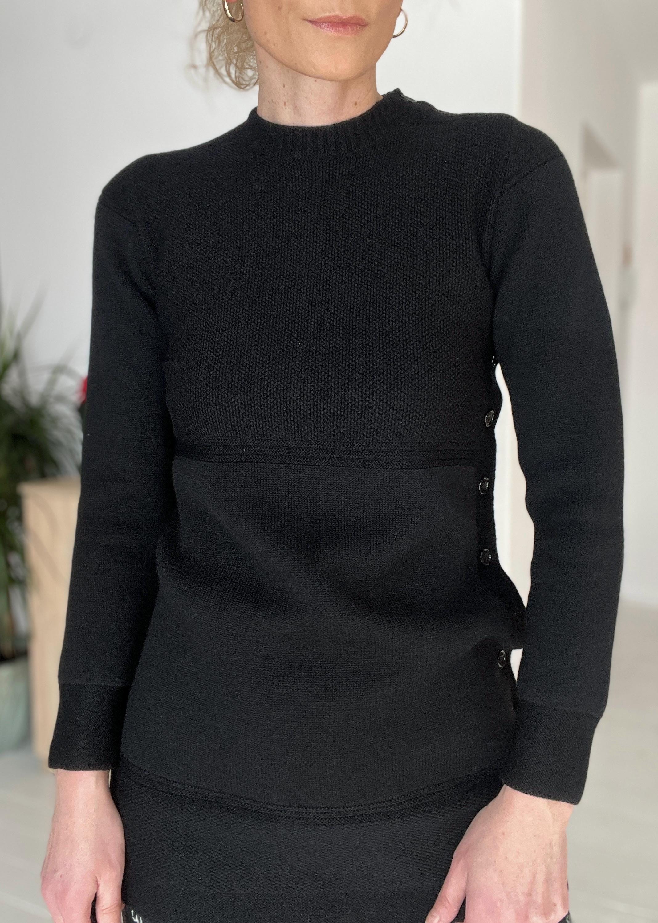 Hermes wool sewater black pullower, small size long sweater in black