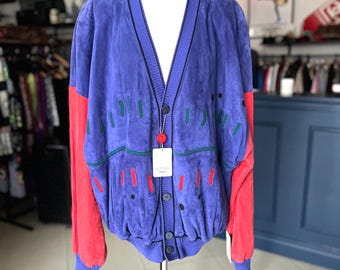 Vintage Torras Leather & Silk Jacket: 90s Italian Designer Oversize