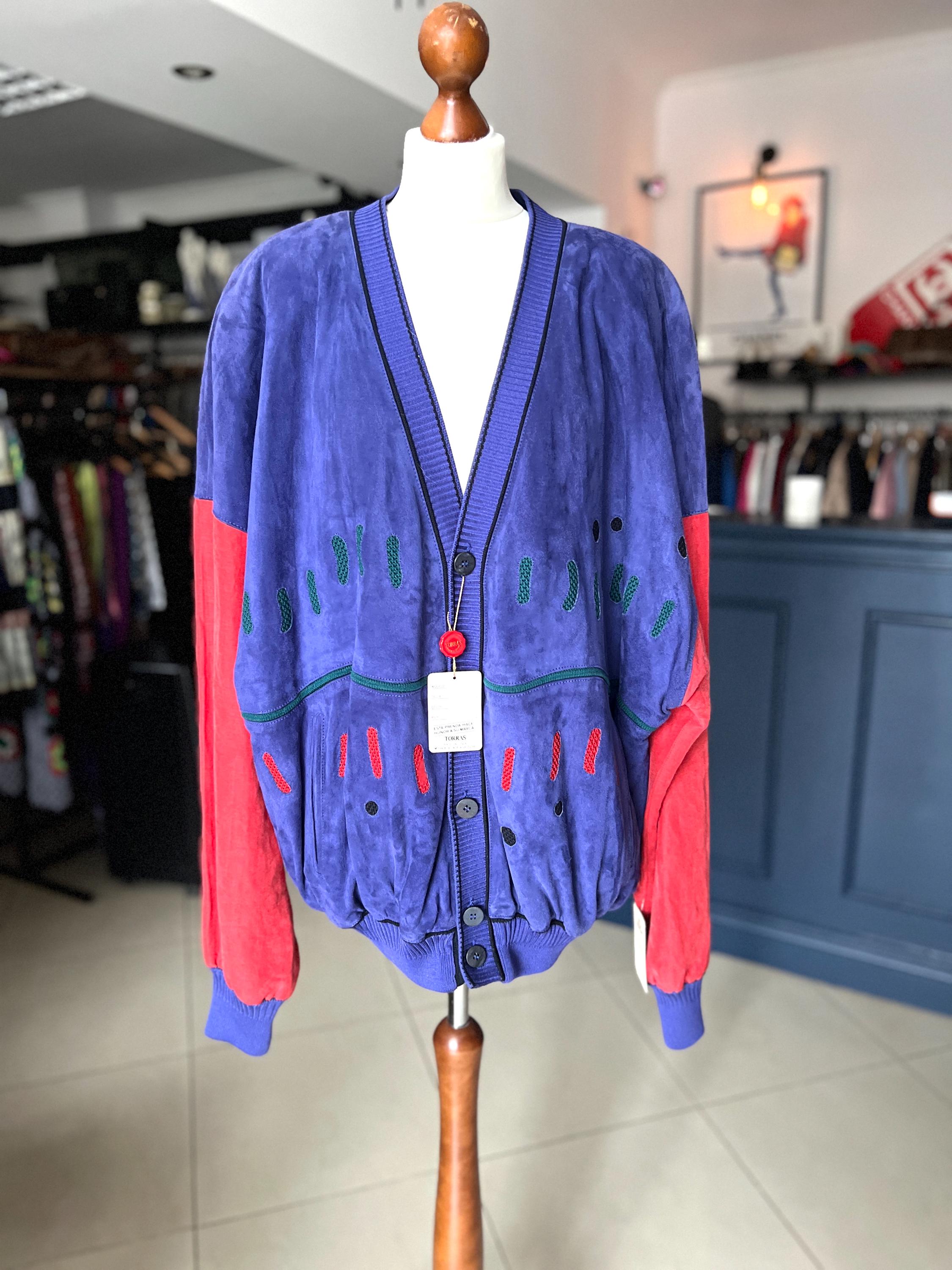 レア☆TORRAS  スペイン製　レザー&ニットジャケット Vintage Torras Leather & Silk Jacket 90s Unworn Deadstock