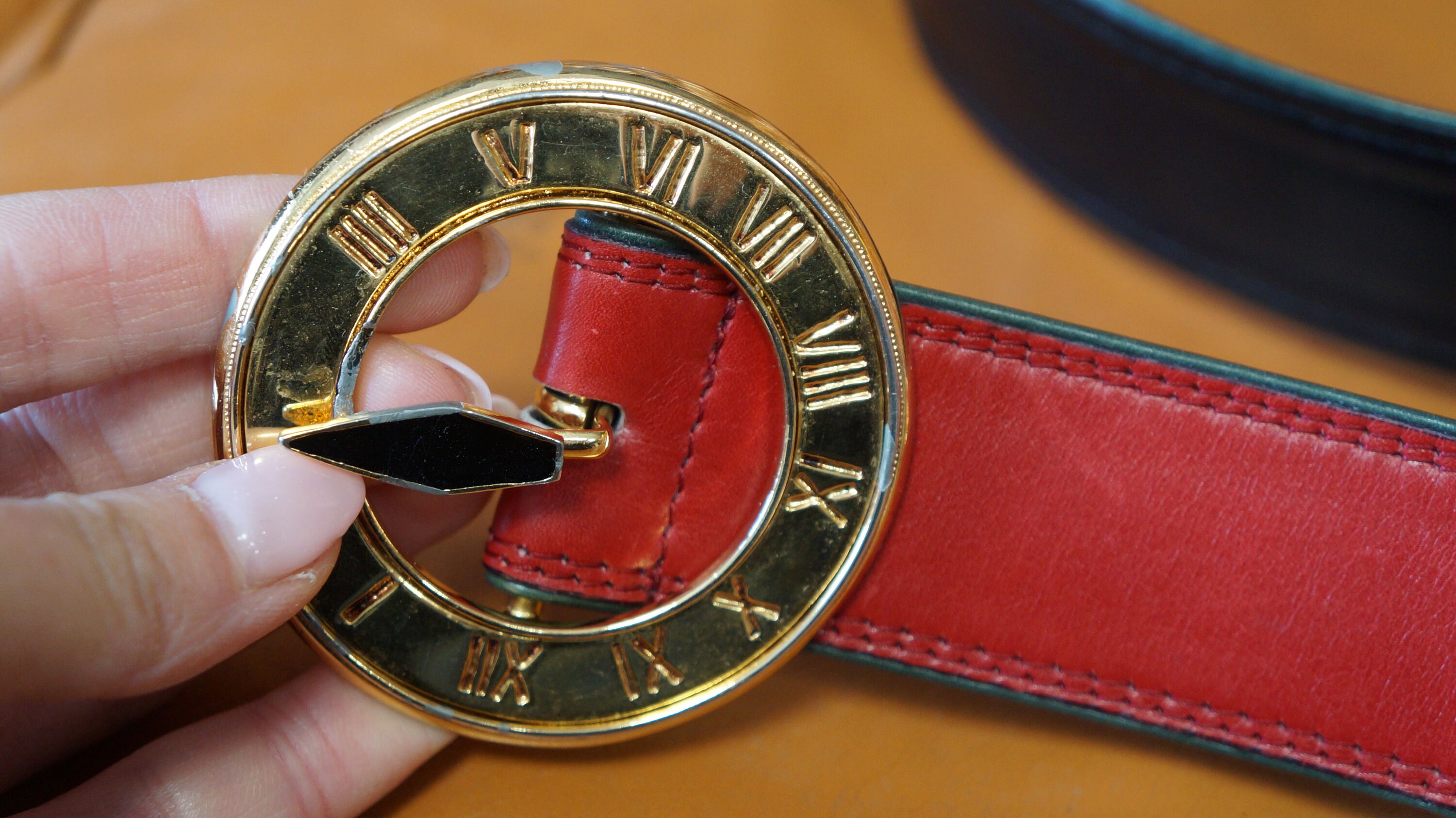 Escada Belt Clocks Belt Vintage Red Leather Belt Escada Etsy