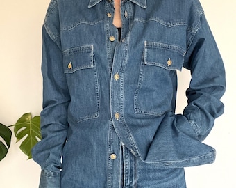 Vintage Versace Jeans Couture Denim Shirt: Medusa Button, Made in Italy