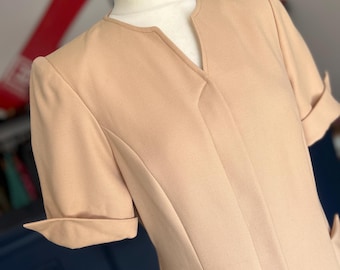 Vintage wool dress 1960s Handmade Wool Midi Dress - Minimalist Retro Style