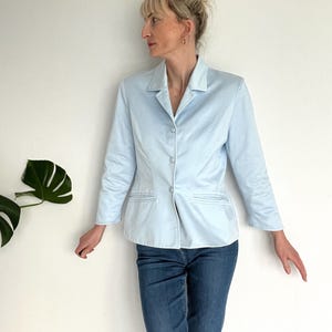 Vintage Thierry Mugler Cotton blazer Jacket Baby Blue Made in France