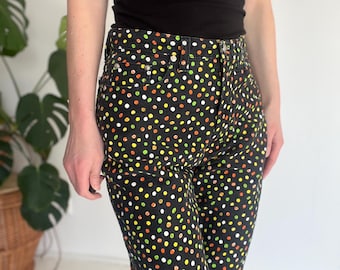 Vaqueros vintage Versace denim Pantalones lunares 90s Jeans Couture, Botón Medusa