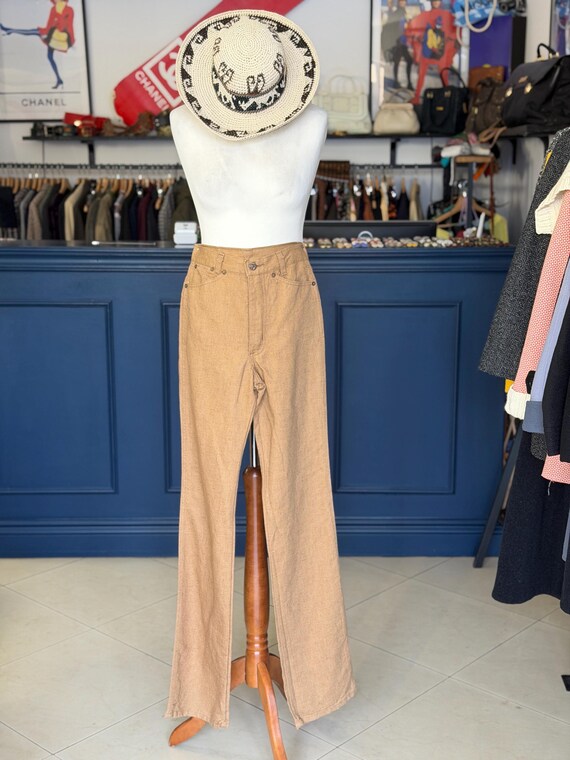   70s〜 vintage linen slacks 1970s Italian Linen Cotton Pants, Vintage Shaft Jeans Size XS - Etsy