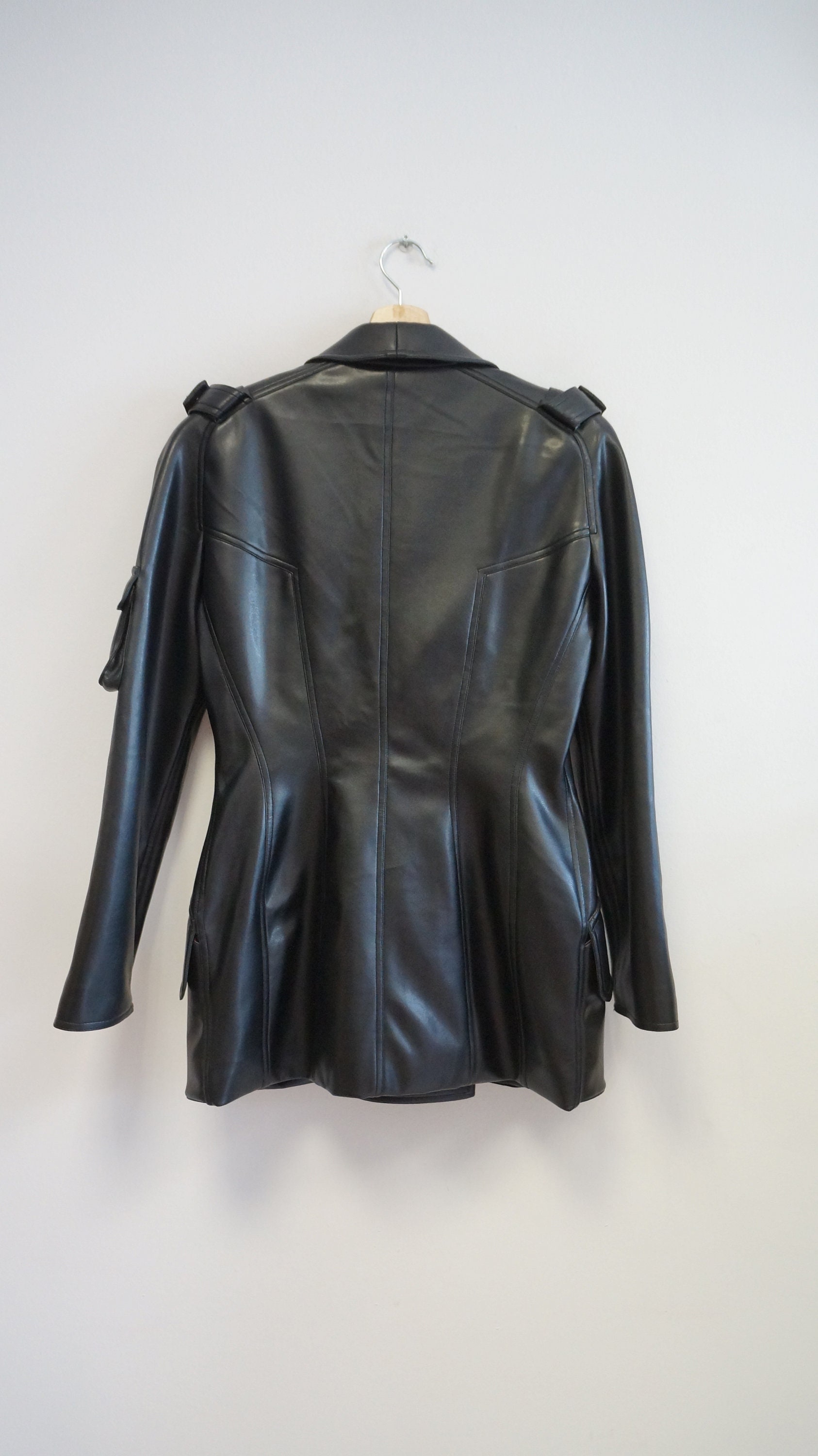 Mugler Jacket, Thierry Mugler Trademark Faux Leather Jacket Mugler Jacket, Thierry Mugler Trademark Faux Leather Jacket