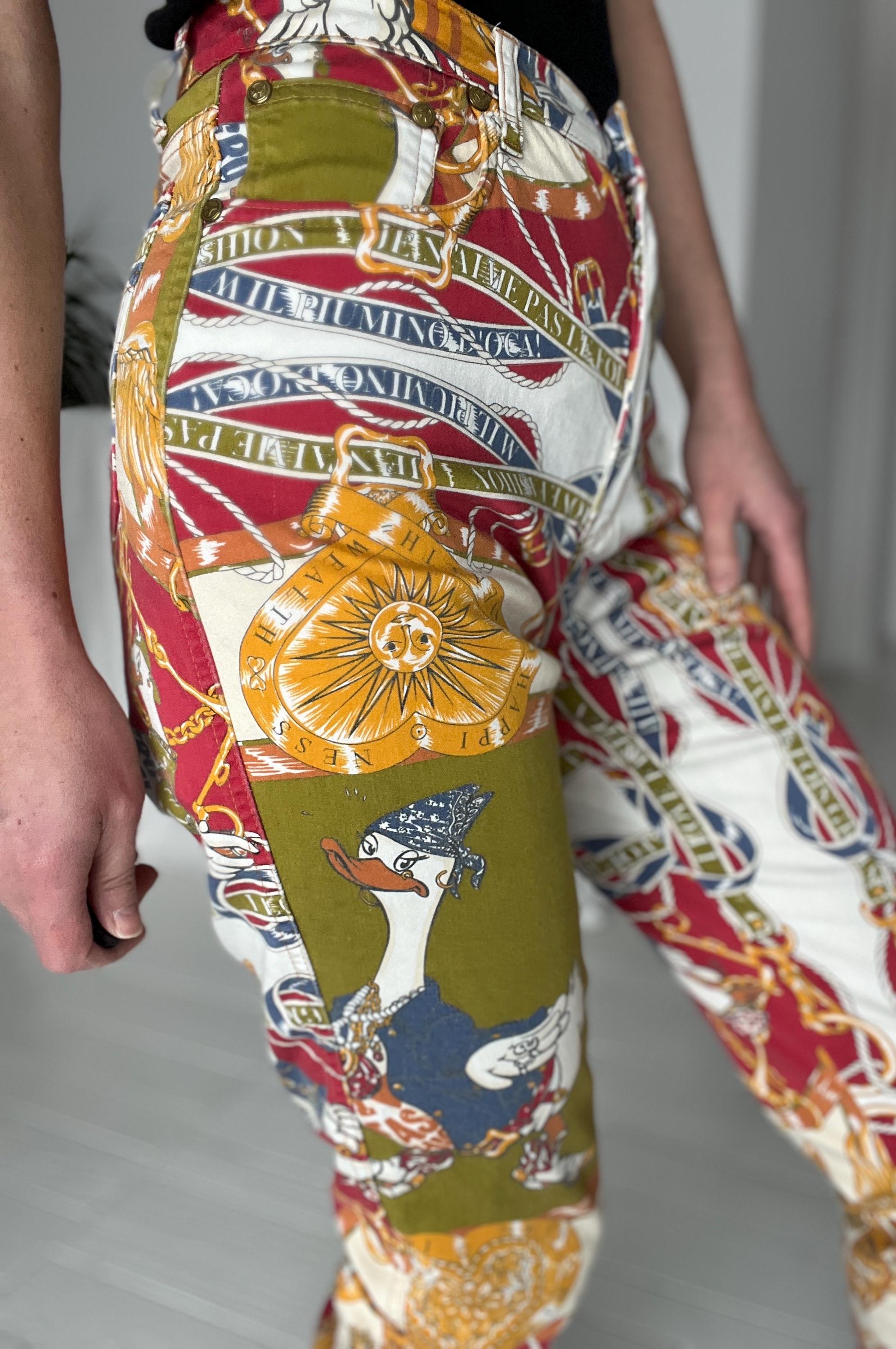 Vintage Moschino Jeans: 90s Duck Print Pants, Made in Italy
