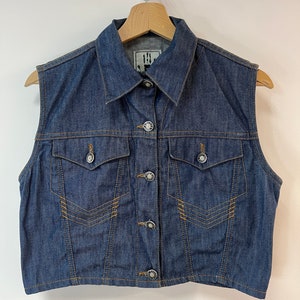 Jean Paul Gaultier denim vest, vintage JPG jeans vest blouse crop top Gaultier, medium large size image 2