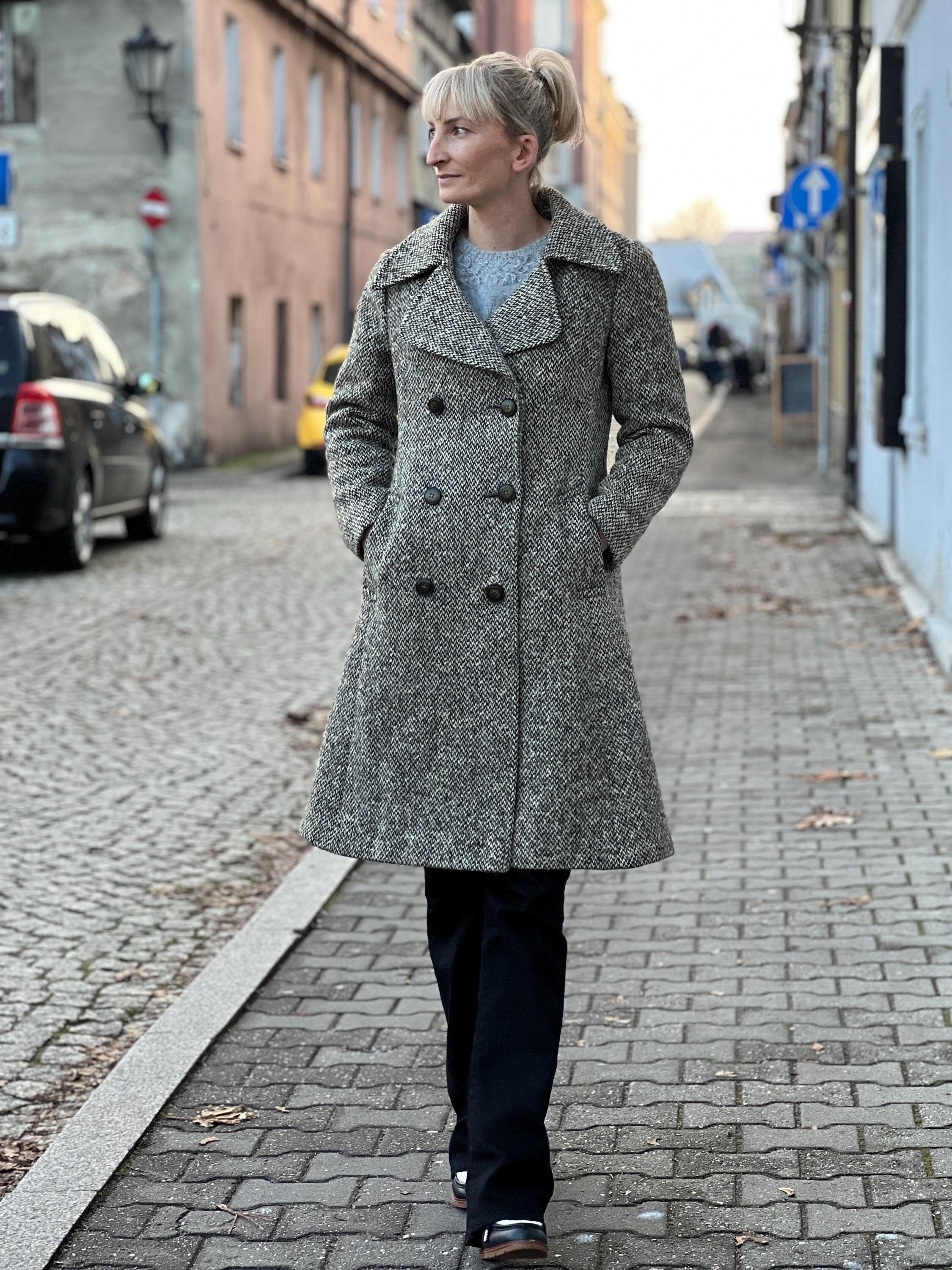 Moessmer Tweed Coat, Vintage 70s Virgin Wool Tweed Coat Italian