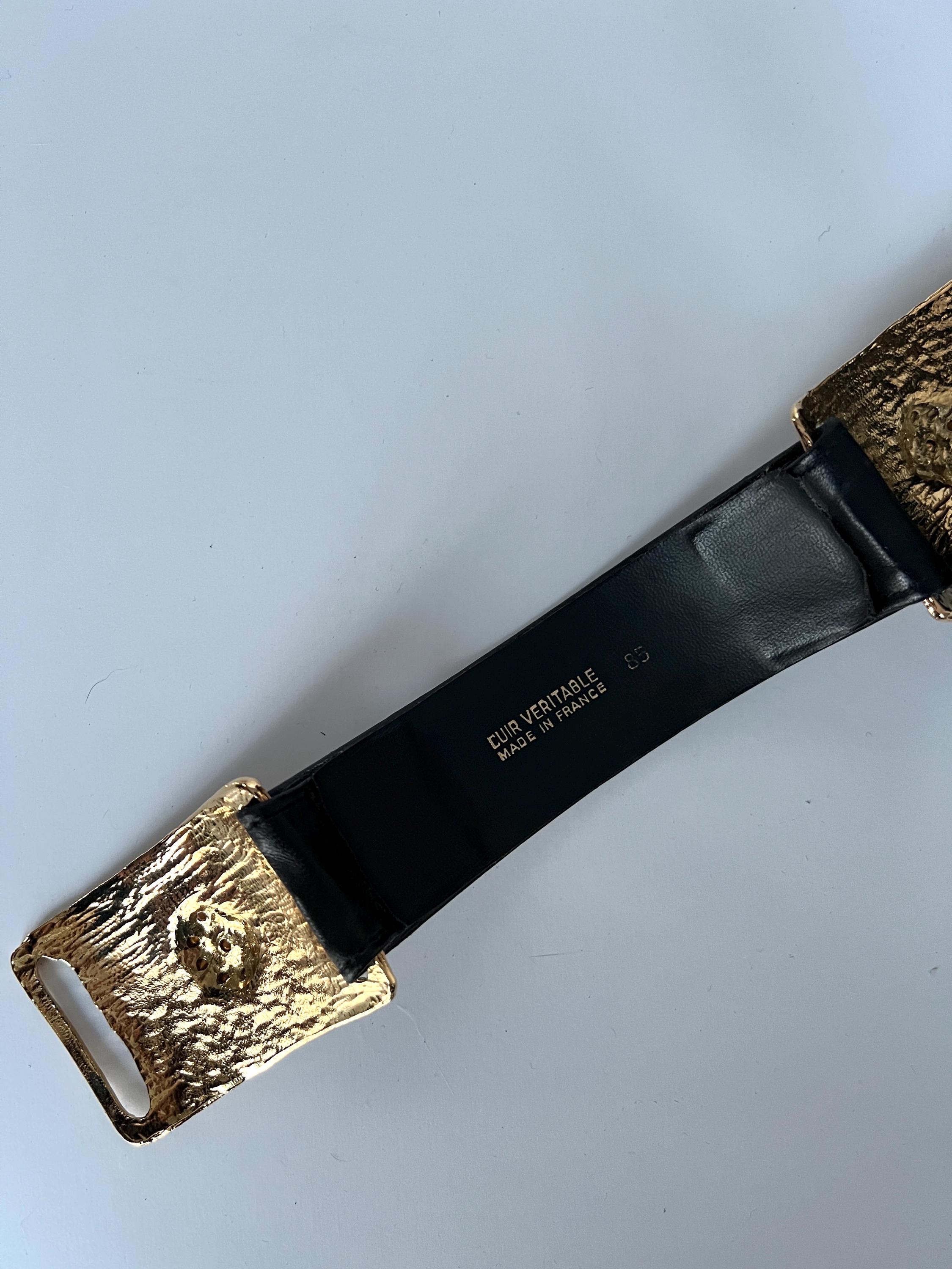 Christian Lacroix Vintage Black Leather Belt With Gold  display picture 1