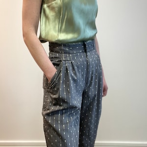Versace pants 70 80 vintage Gianni Versace silk flax gray baloon pants, small medium size Versace trousers