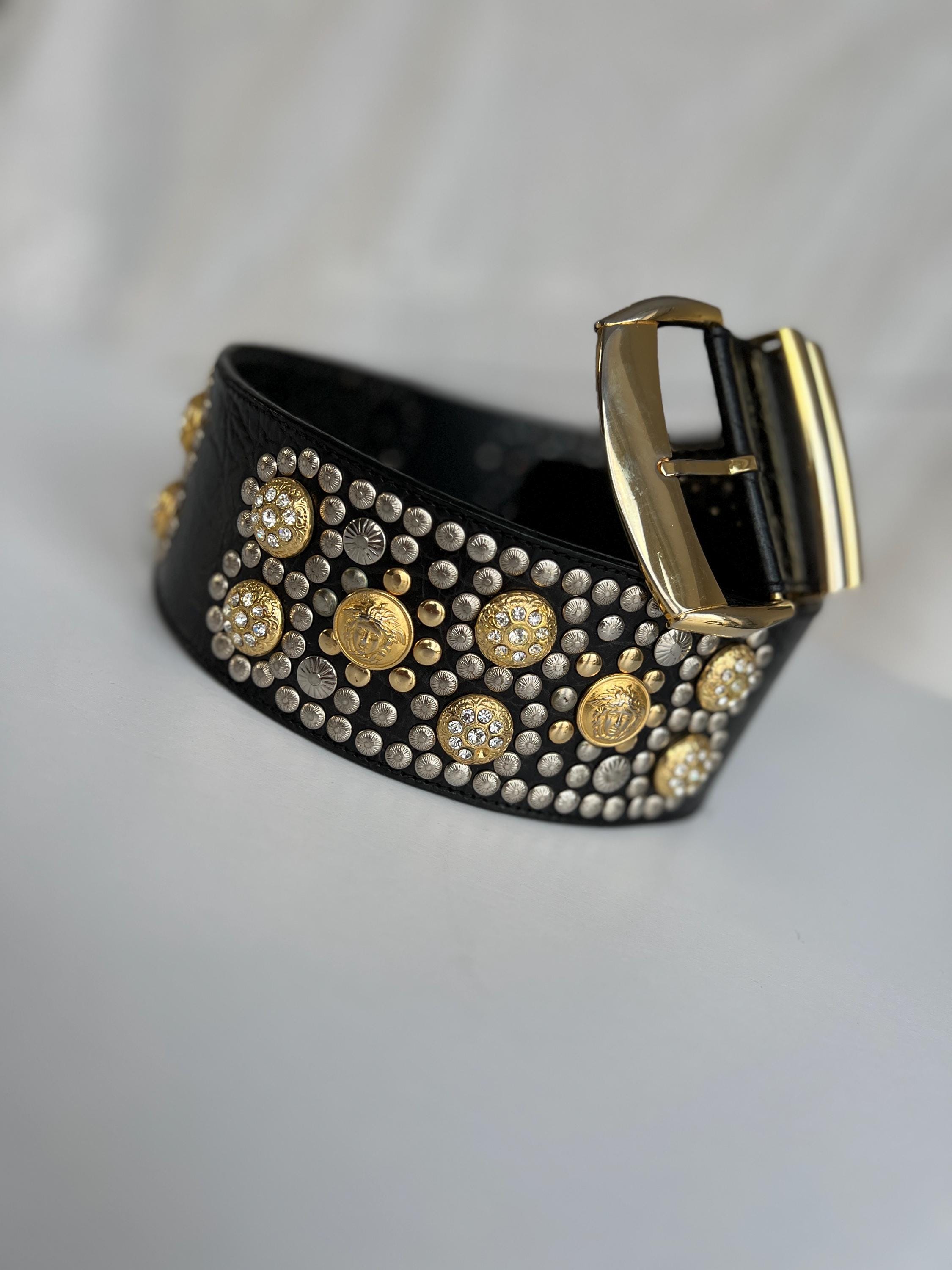 貴重　GIANNI VERSACE ヴィンテージ パール メデューサ ベルト Rare Vintage Gianni Versace Medusa Wide Belt – 80s/90s