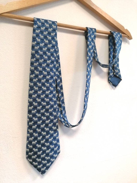 Hermes zebras tie,Hermes Paris tie, silk tie, anim