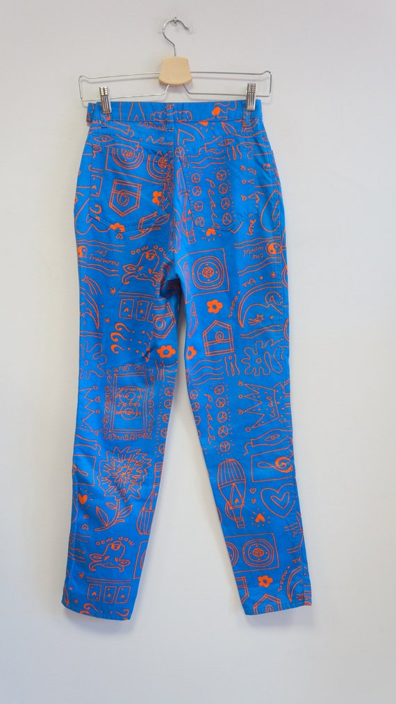 Moschino jeans trousers, vintage blue neon orange… - image 4