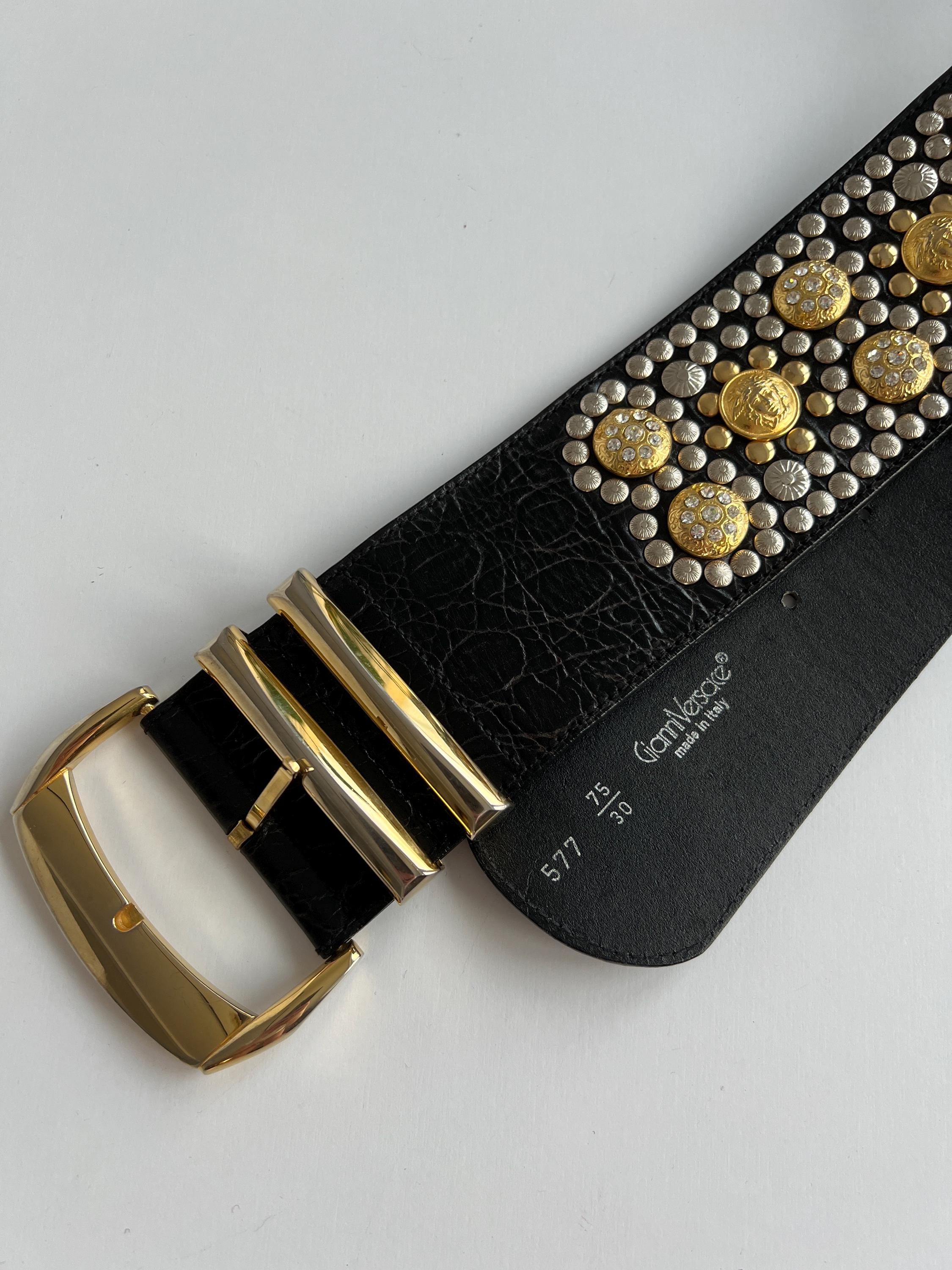 貴重　GIANNI VERSACE ヴィンテージ パール メデューサ ベルト Rare Vintage Gianni Versace Medusa Wide Belt – 80s/90s