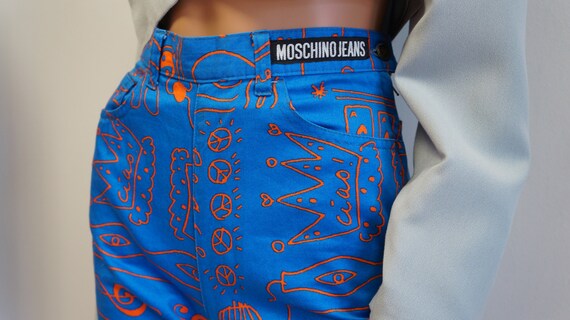 Moschino jeans trousers, vintage blue neon orange… - image 7