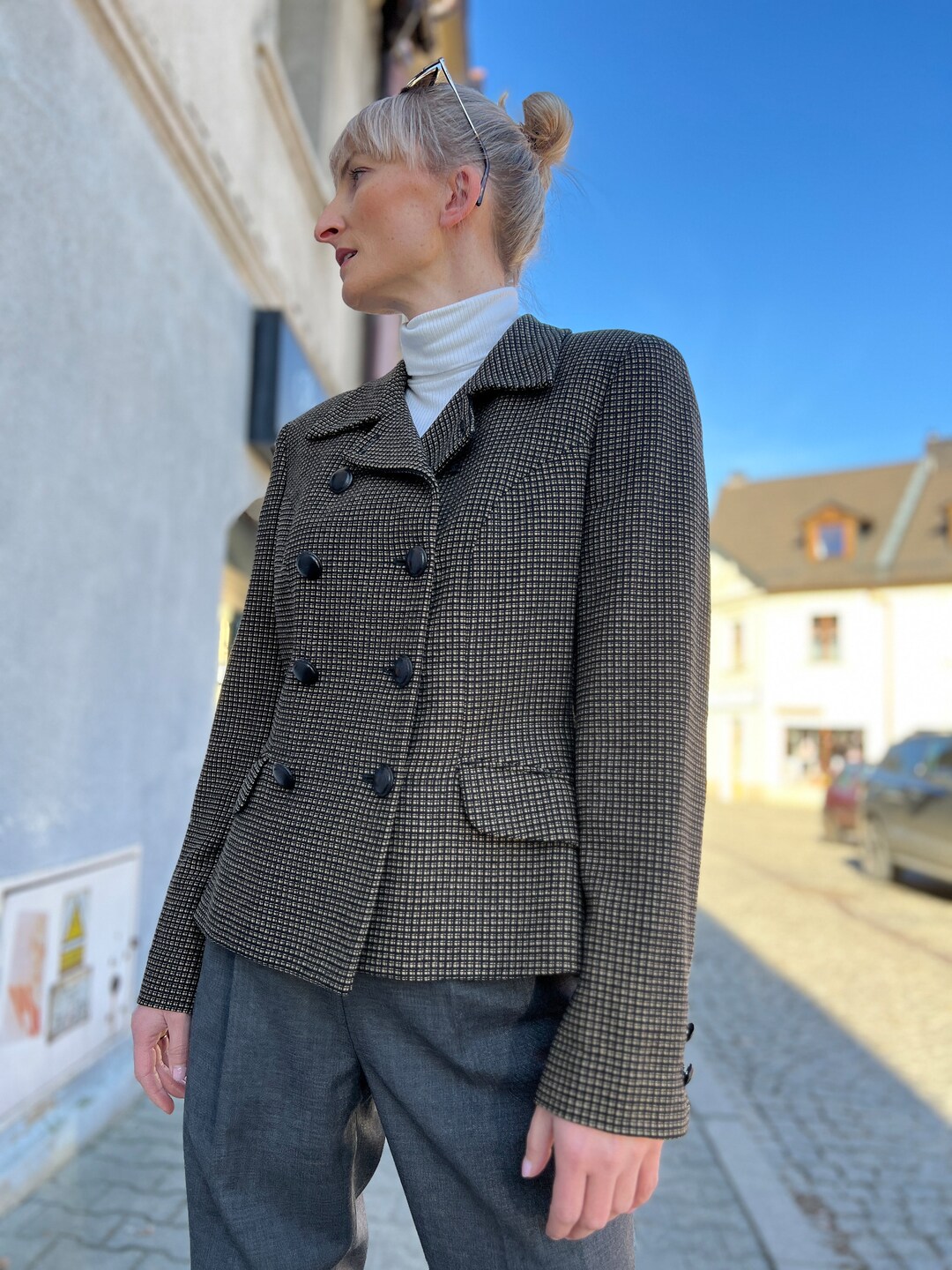 Versus Gianni Versace 100% Vergine Wool Check Blazer Jacket