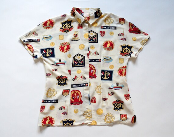 vintage Nina Ricci blouse shirt jacket marine sty