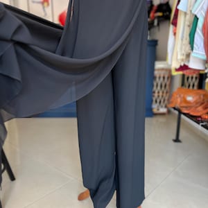 Stephan Janson Palazzo Pants – Black Wide Leg Trousers – XL – Evening Italian Designer – Silk Trim