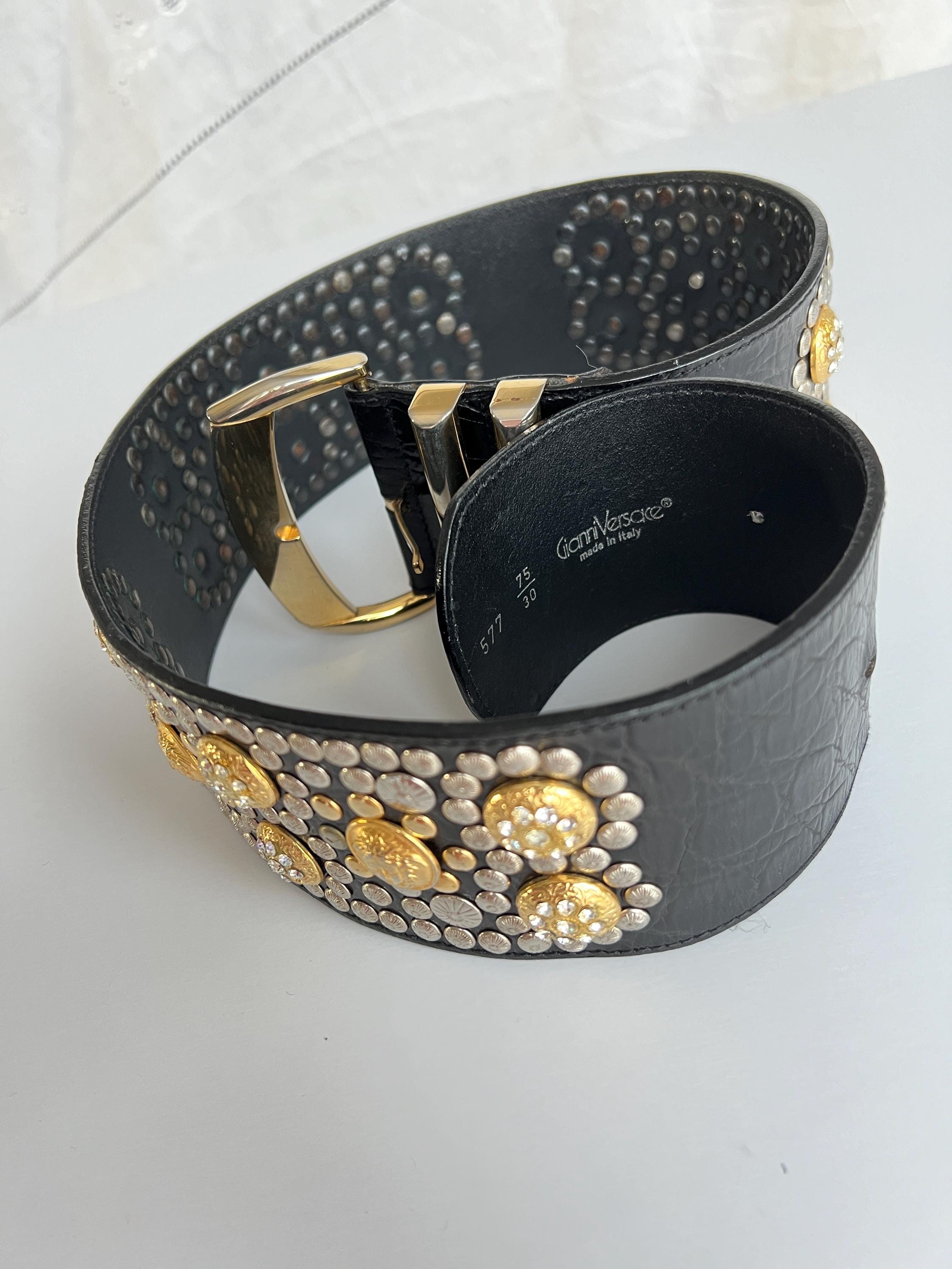 貴重　GIANNI VERSACE ヴィンテージ パール メデューサ ベルト Rare Vintage Gianni Versace Medusa Wide Belt – 80s/90s