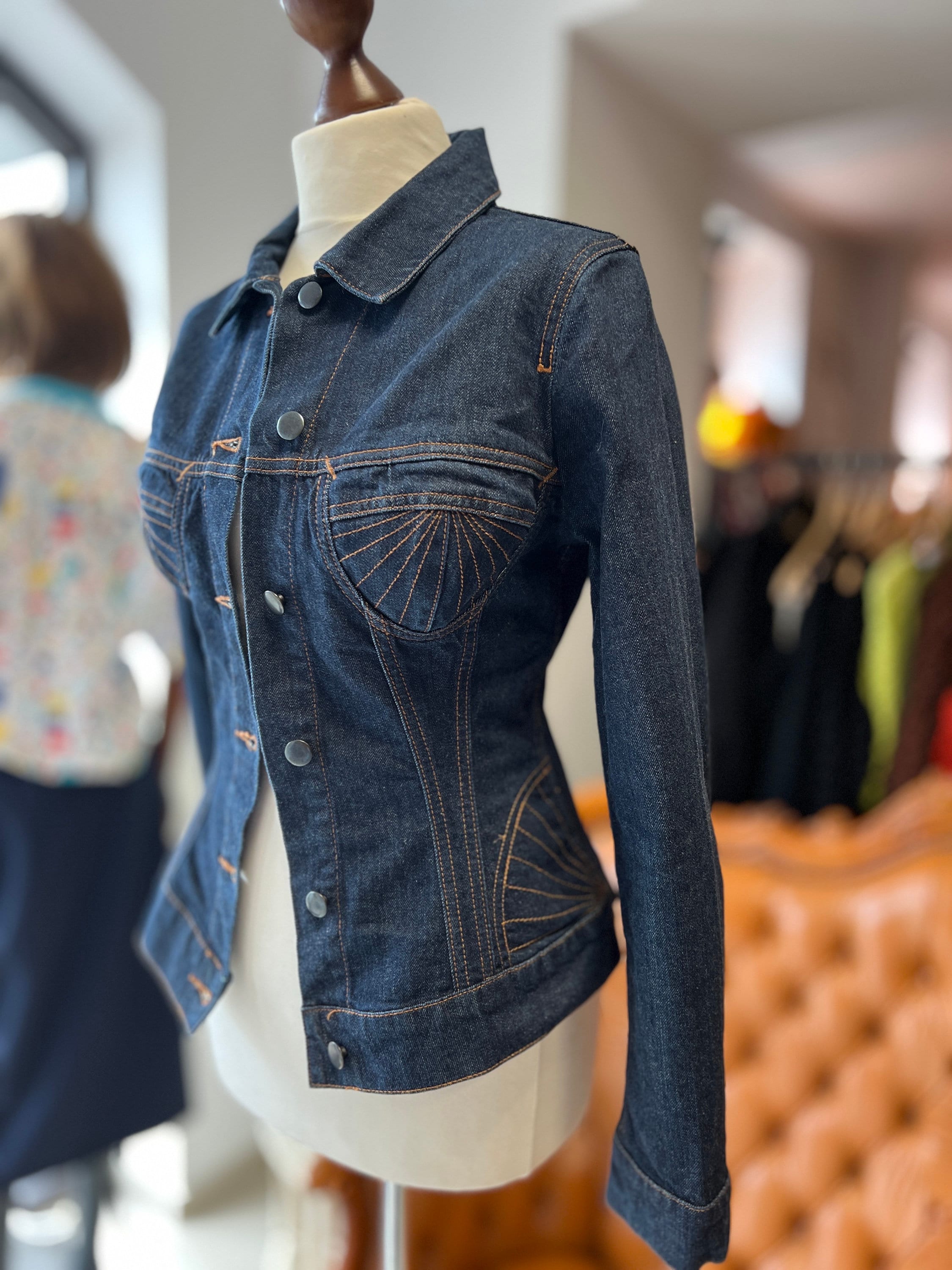 Jean Paul Gaultier Corset Bustier Denim Jacket Blazer Jean Paul Gaultier Corset Bustier Denim Jacket Blazer