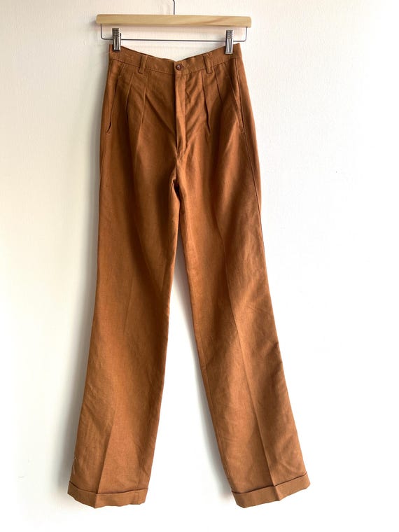 【Italy製】80〜90s linen slacks Vintage Italian Travel Line Pants 70s/80s – Deadstock, Brown