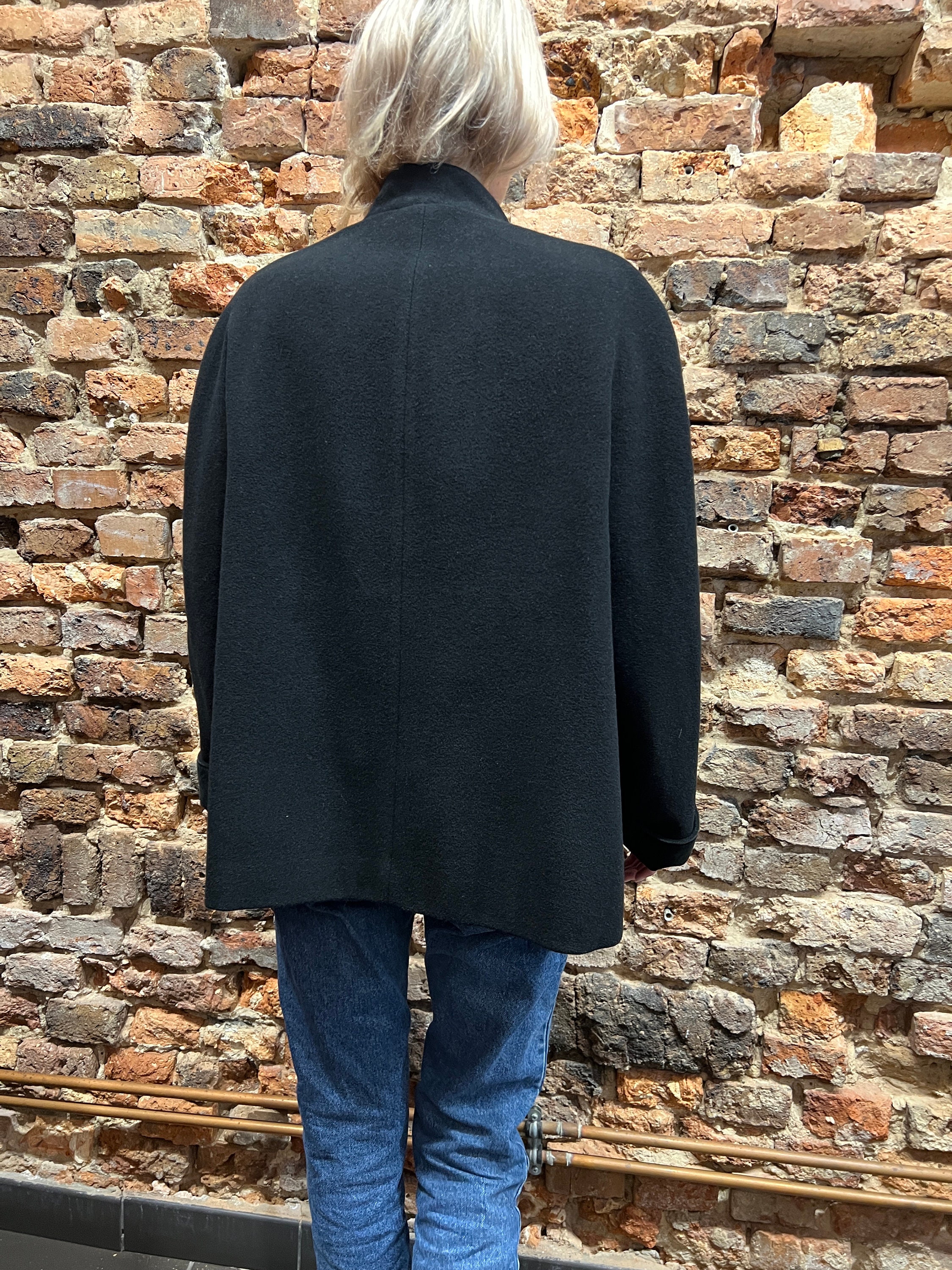 Vintage Gianni Versace Wool Cape Coat - Black Velvet Collar 80s - Etsy