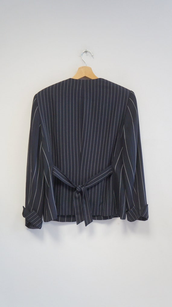 Louis Feraud wool jacket blazer, striped wool bla… - image 3