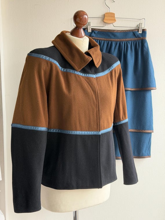 Versace, Vintage Gianni Versace Wool Suit, 1980s Italian Designer Set