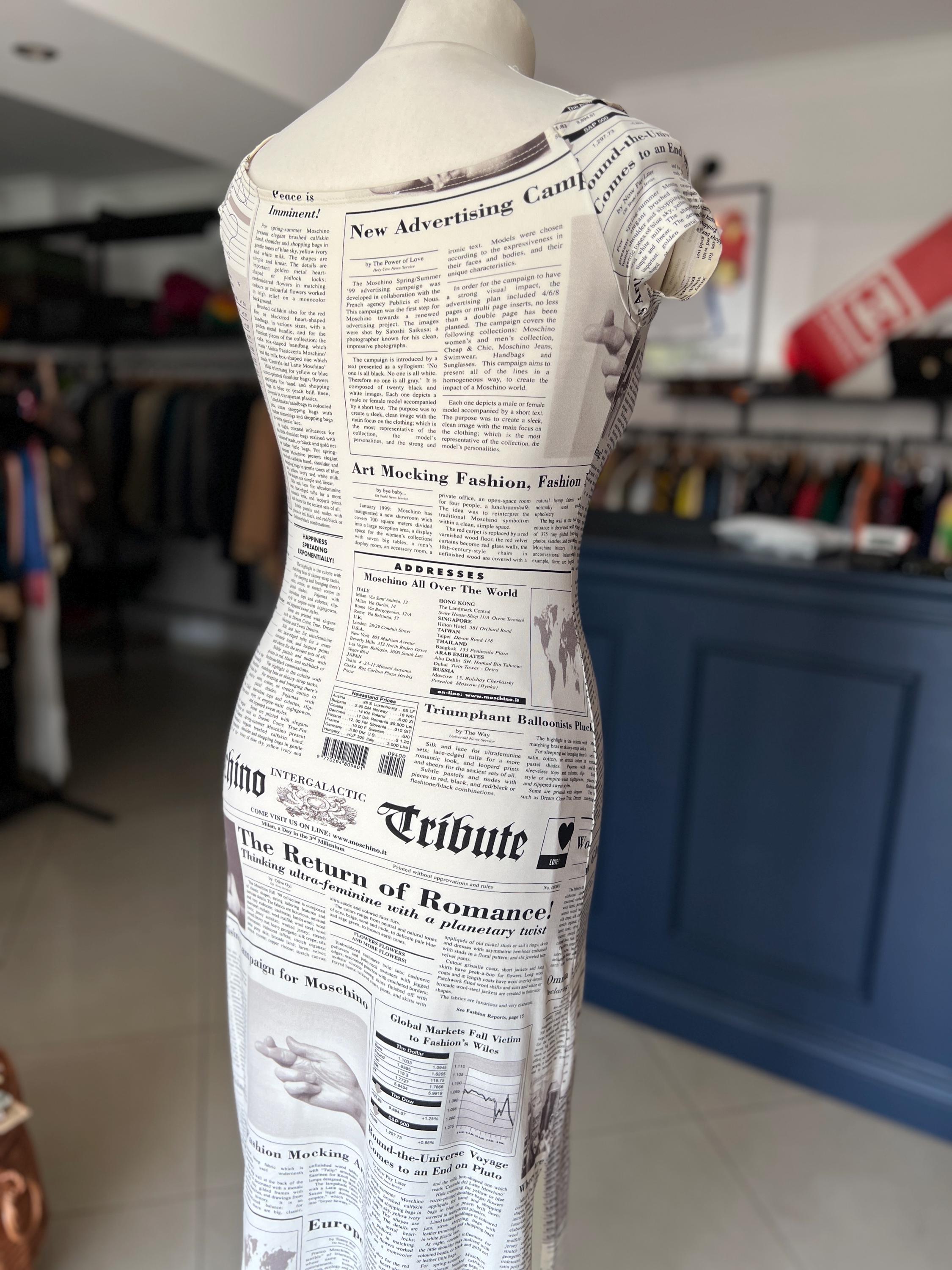 MOSCHINO Iconic Newspaper Moschino Tribute Print Maxi Dress